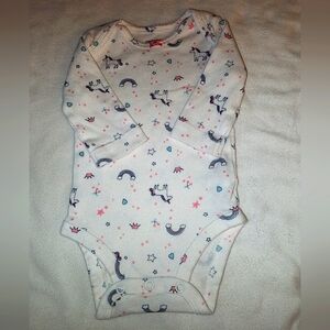 UNICORNS AND RAINBOWS- Carter's 3M long sleeve bodysuit- White